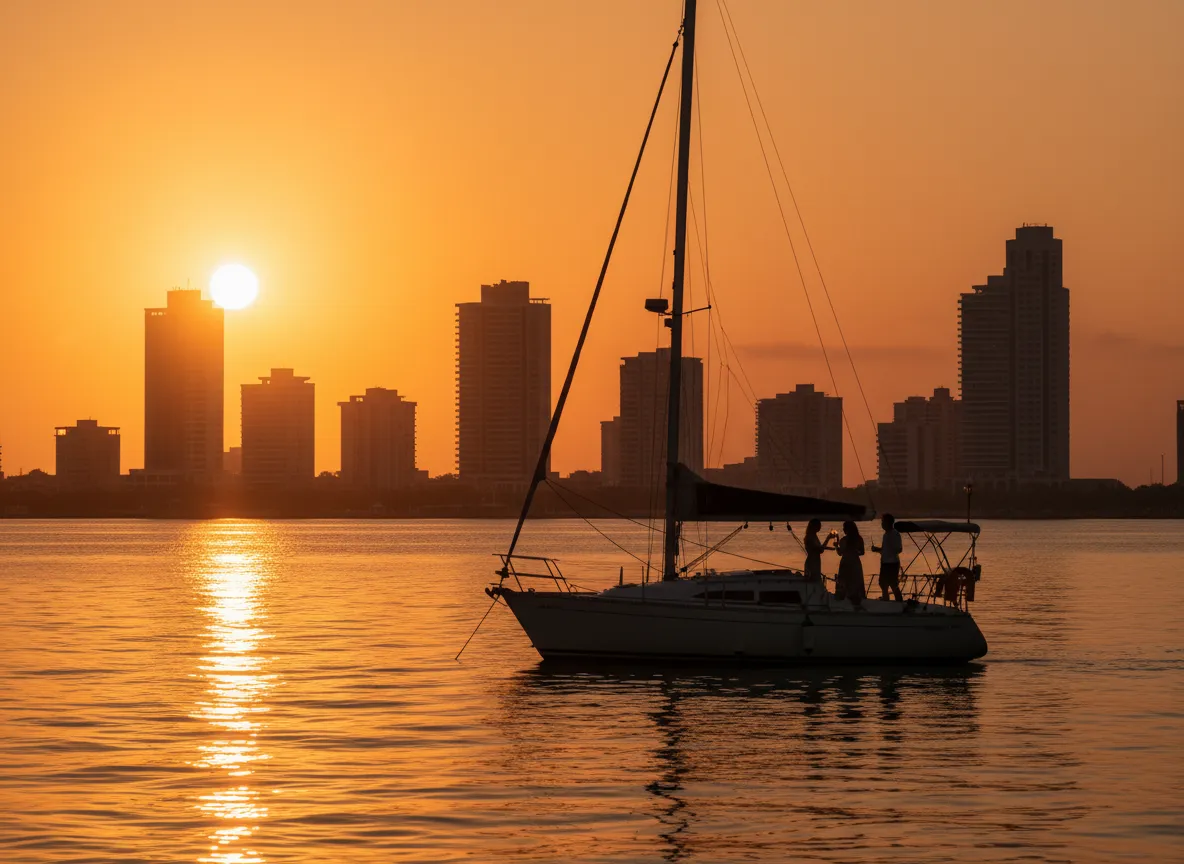Atardecer en la bahía de Cartagena